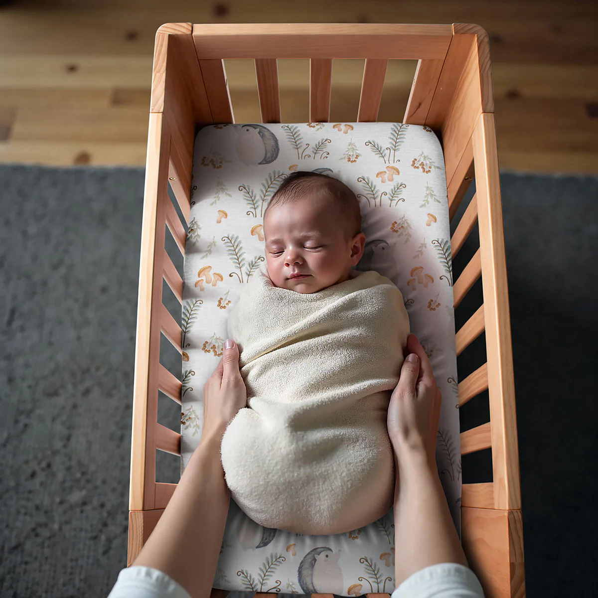 COCOON Bassinet/Co-Sleeper Fitted Sheet – Harper HedgeHog - Image 3